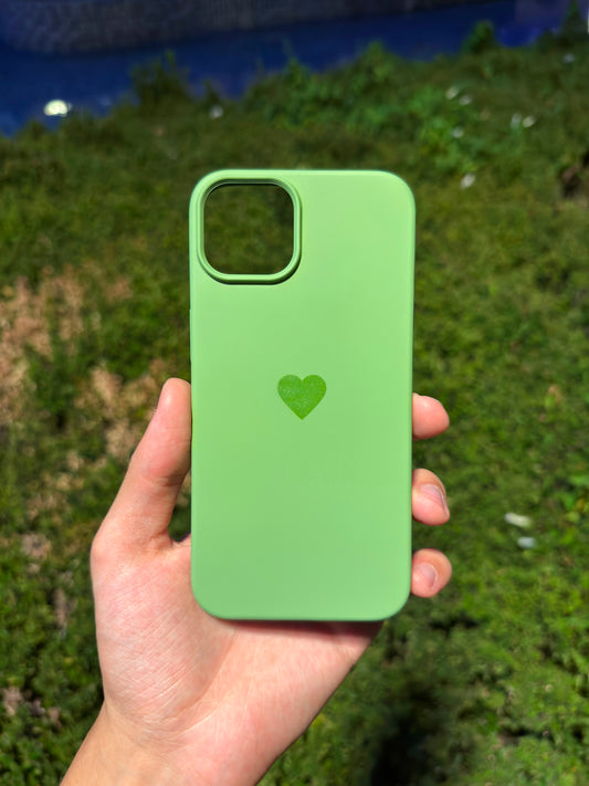 Kalp Logolu Klasik Telefon Kılıfı (Fıstık Yeşili)