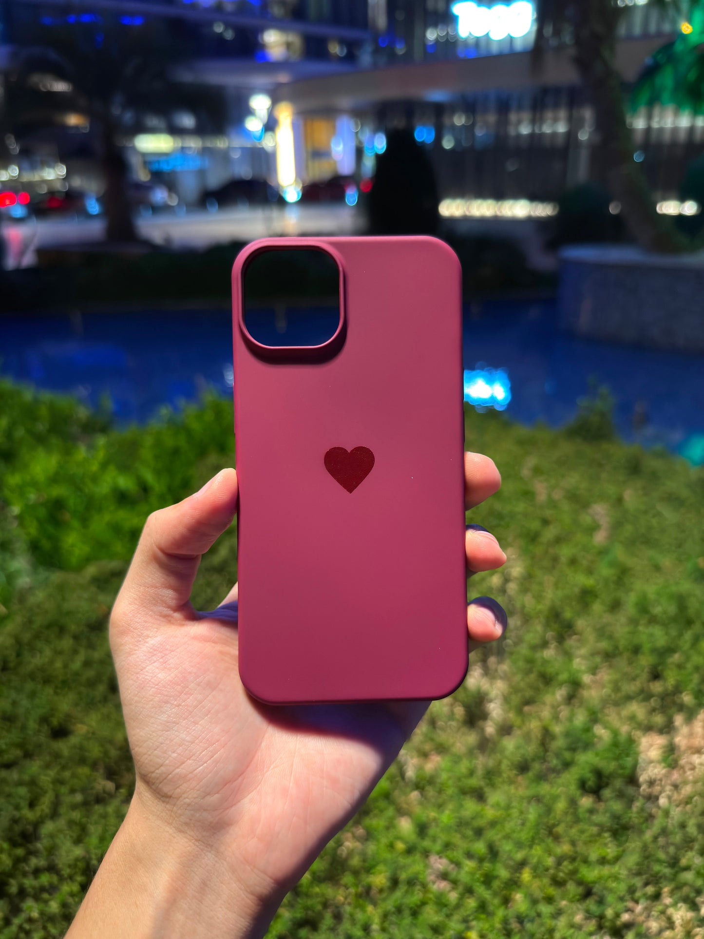Kalp Logolu Klasik Telefon Kılıfı (Bordo)