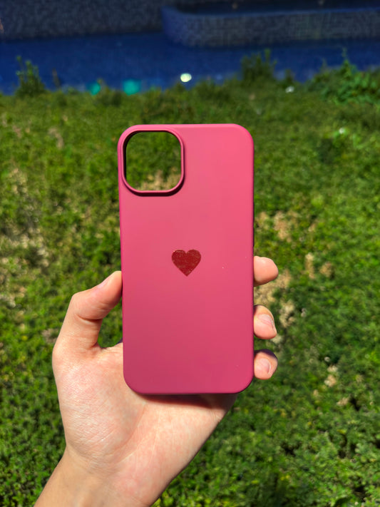 Kalp Logolu Klasik Telefon Kılıfı (Bordo)