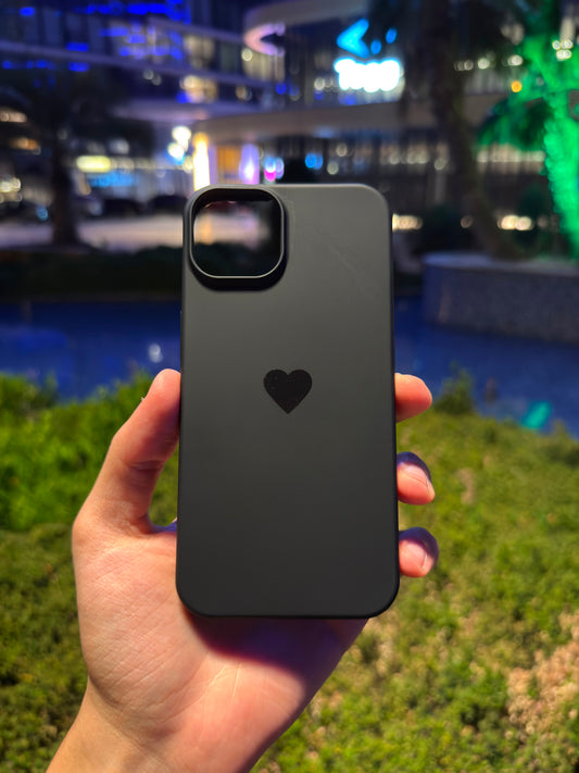 Kalp Logolu Klasik Telefon Kılıfı (Siyah)