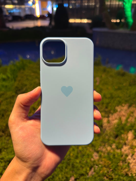 Kalp Logolu Klasik Telefon Kılıfı (Bebe Mavi)