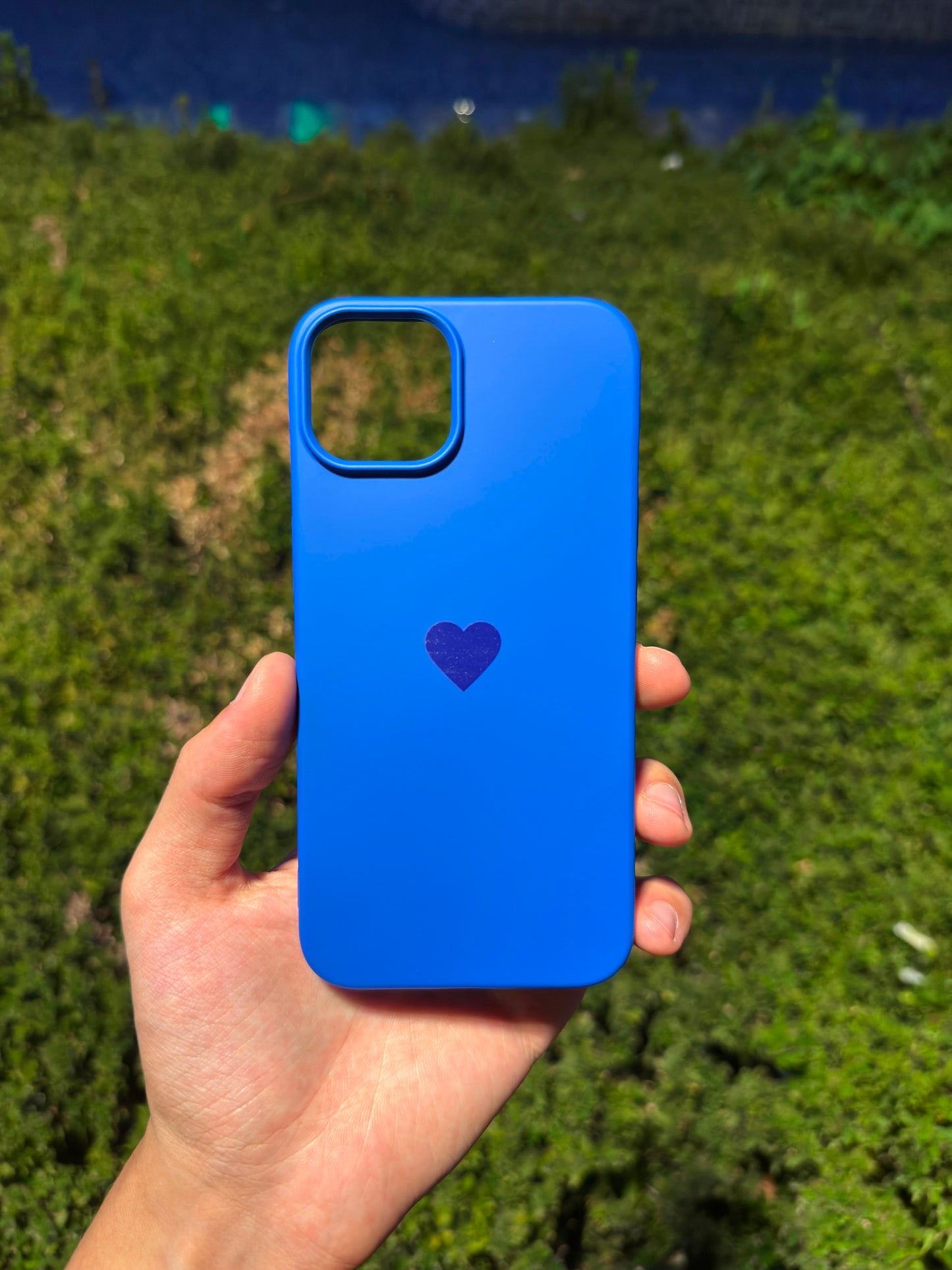 Kalp Logolu Klasik Telefon Kılıfı (Saks Mavi)