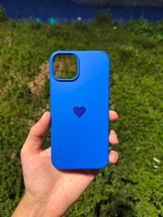 Kalp Logolu Klasik Telefon Kılıfı (Saks Mavi)