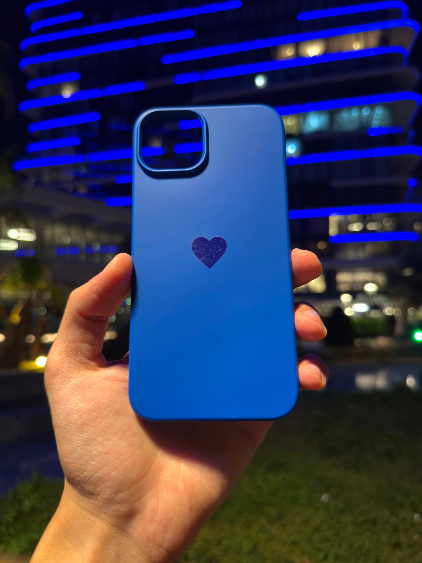Kalp Logolu Klasik Telefon Kılıfı (Saks Mavi)
