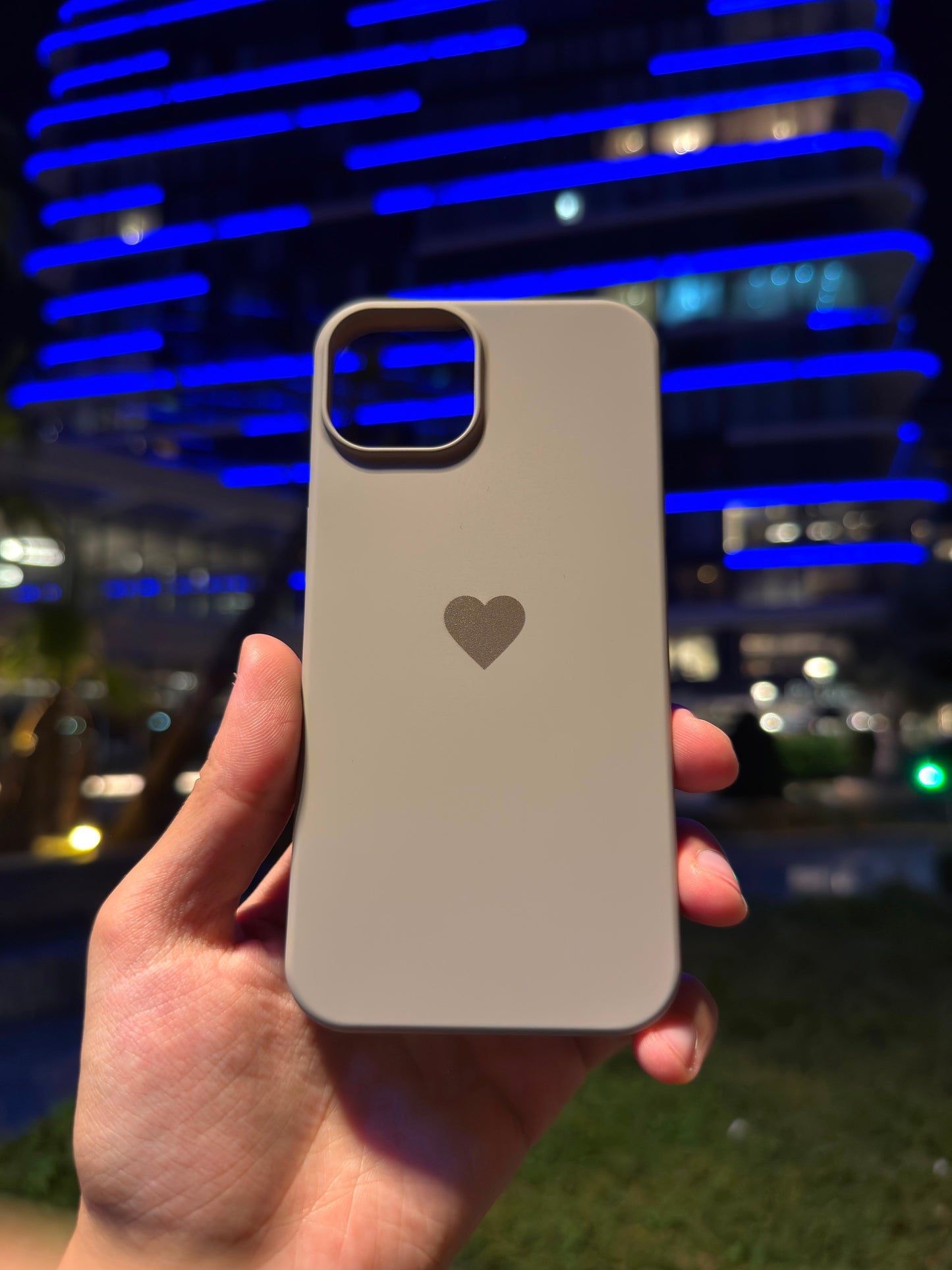 Kalp Logolu Klasik Telefon Kılıfı (Gri)