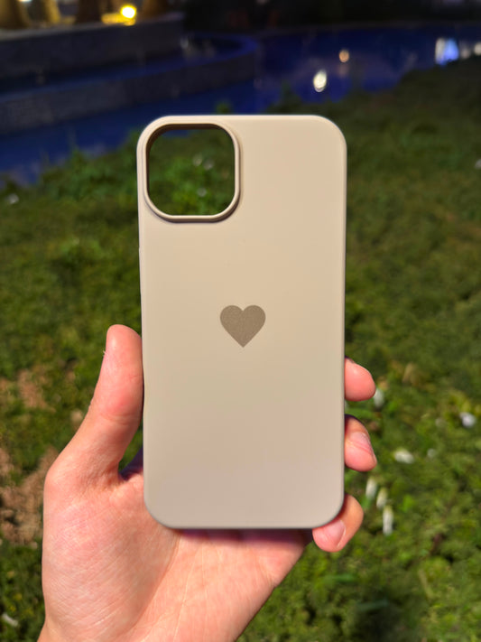 Kalp Logolu Klasik Telefon Kılıfı (Gri)