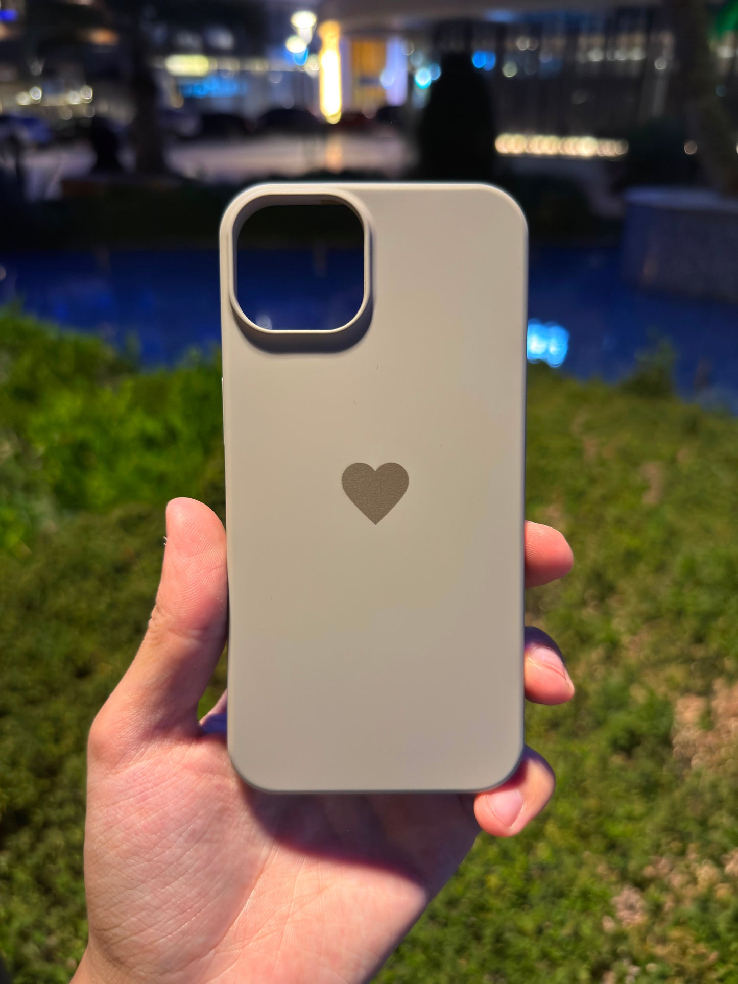 Kalp Logolu Klasik Telefon Kılıfı (Gri)