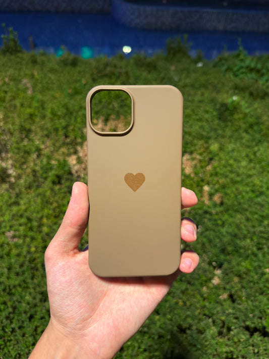 Kalp Logolu Klasik Telefon Kılıfı (Kahve)